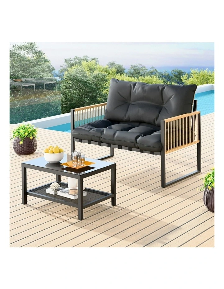 Outdoor Lounge Sofa Set 2 Piece in Grey image 2