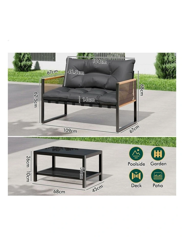 Outdoor Lounge Sofa Set 2 Piece in Grey image 6