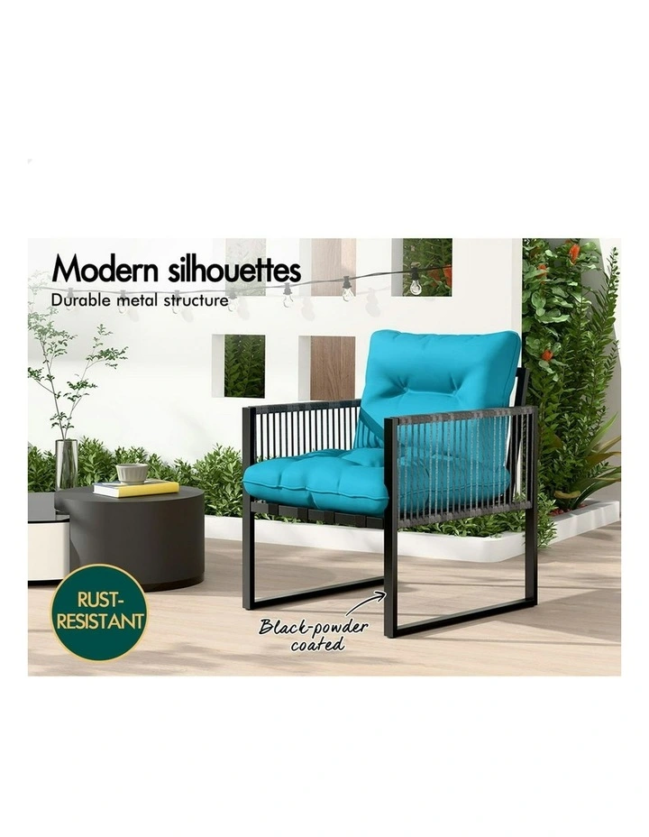 Outdoor Lounge Chairs 2 Piece in Blue image 4
