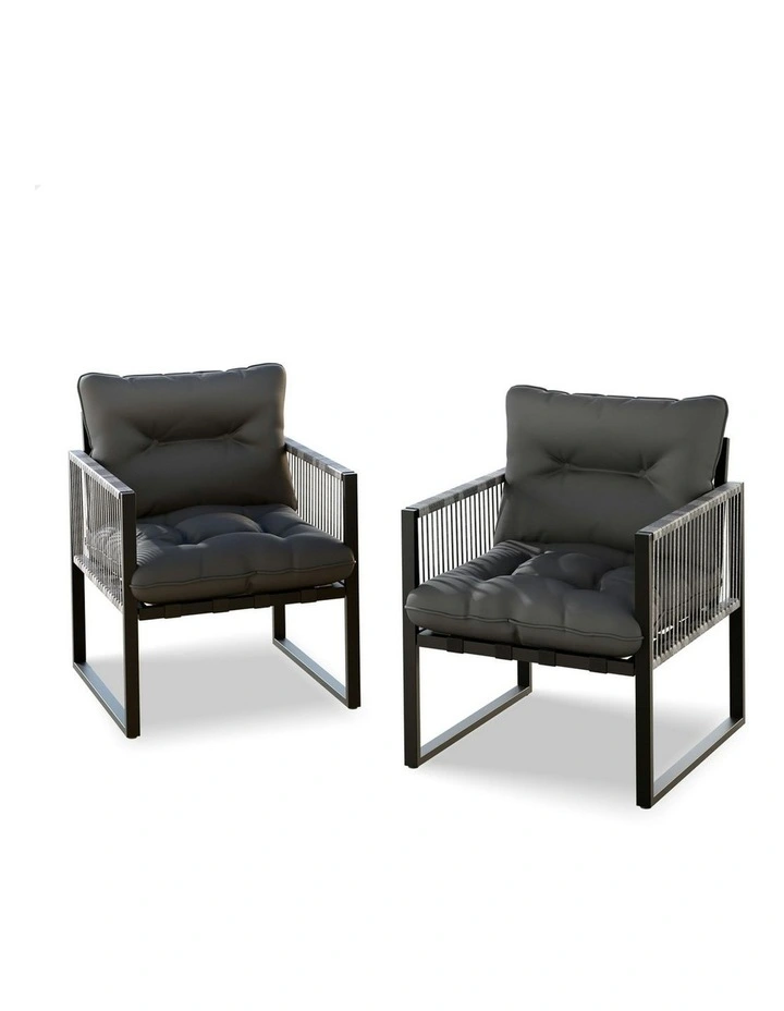 Outdoor Lounge Chairs 2 Piece in Black image 1