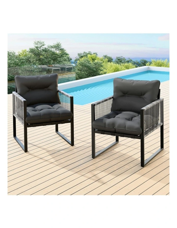 Outdoor Lounge Chairs 2 Piece in Black image 2