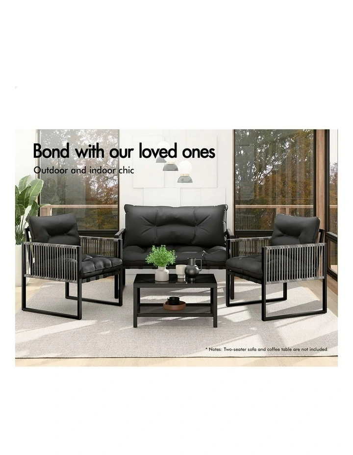 Outdoor Lounge Chairs 2 Piece in Black image 3