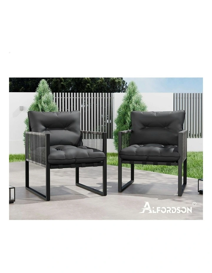 Outdoor Lounge Chairs 2 Piece in Black image 5