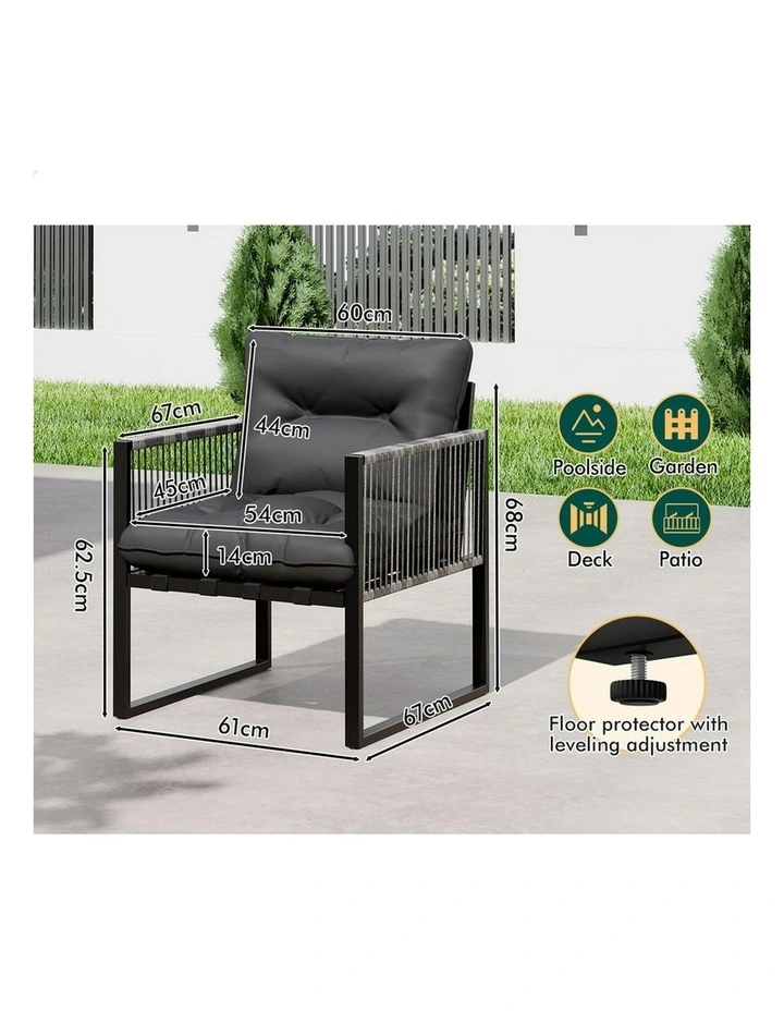 Outdoor Lounge Chairs 2 Piece in Black image 7