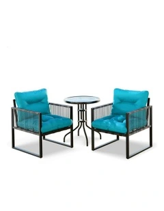 ALFORDSON Outdoor Patio Furniture Set Side Table Lounge Chairs Glass Armchair