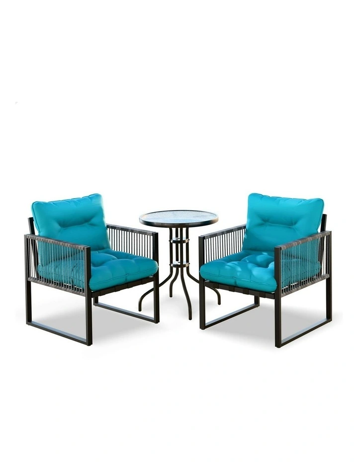 ALFORDSON Outdoor Patio Furniture Set Side Table Lounge Chairs Glass Armchair image 1