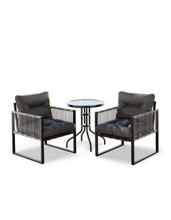Outdoor Furniture Patio Glass Side Table Lounge Chairs Set in Multi