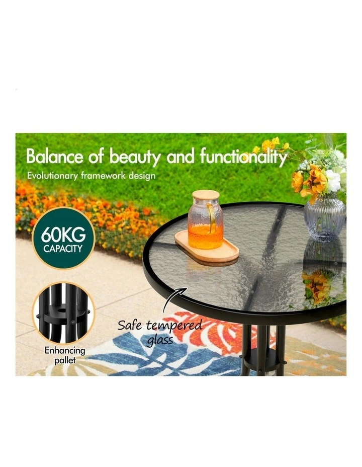 Outdoor Furniture Patio Glass Side Table Lounge Chairs Set in Multi image 6