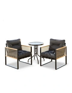 Outdoor Furniture Patio Side Table Lounge Chair Set in Black