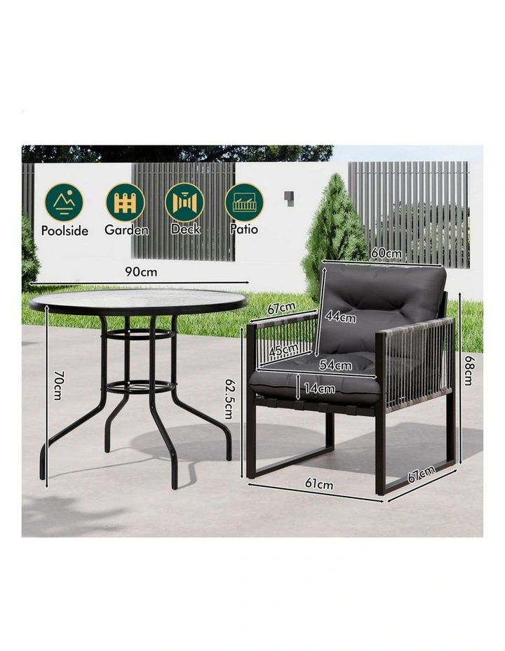 Outdoor Patio Furniture Dining Table Lounge Chairs Set in Multi image 7