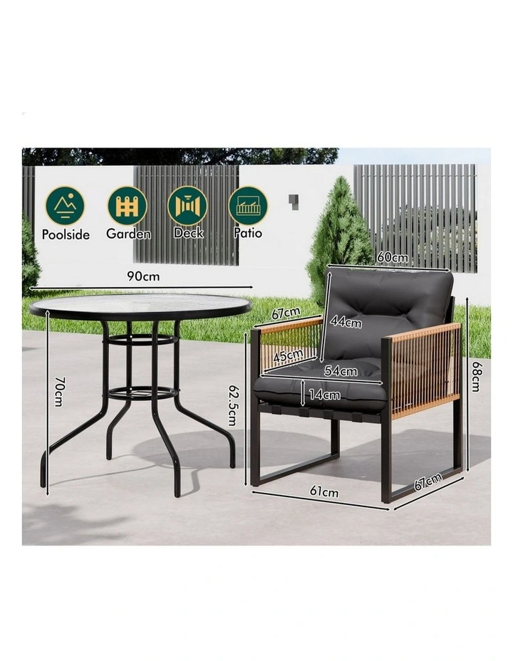 Outdoor Furniture Dining Table Lounge Chairs Set in Multi image 3