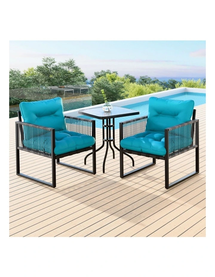 Outdoor Patio Furniture Side Table Lounge Chairs Set in Multi image 2