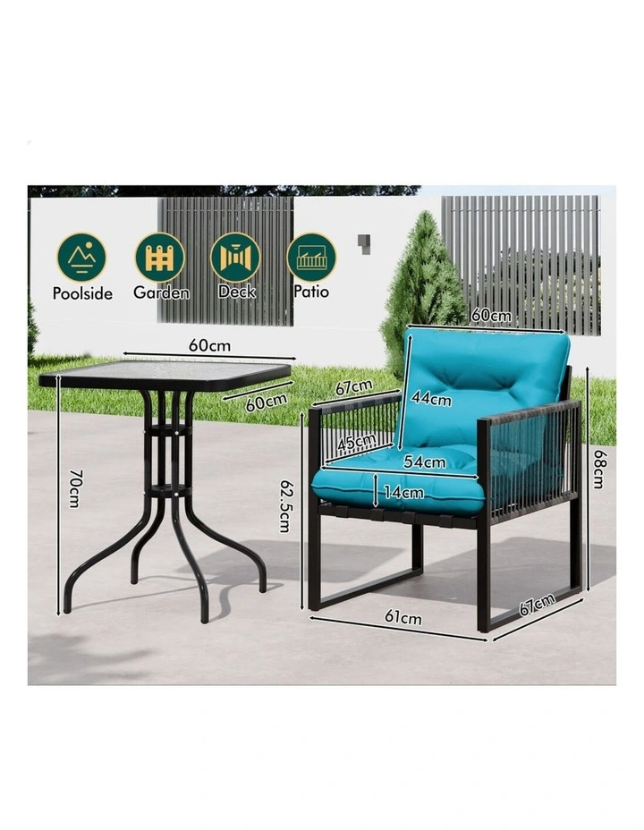 Outdoor Patio Furniture Side Table Lounge Chairs Set in Multi image 3