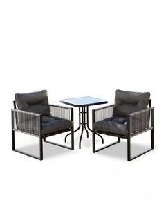 Outdoor Furniture Patio Glass Side Table Lounge Chairs Set in Multi