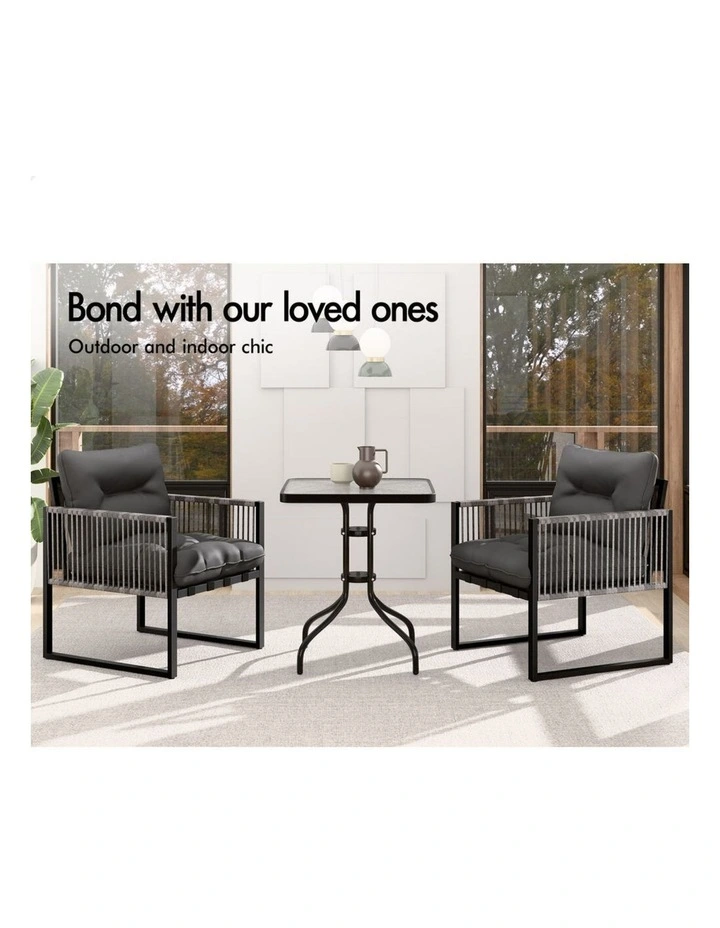 Outdoor Furniture Patio Glass Side Table Lounge Chairs Set in Multi image 5