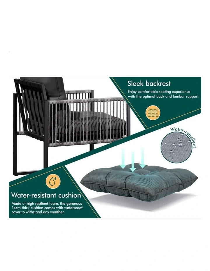 Outdoor Furniture Patio Glass Side Table Lounge Chairs Set in Multi image 6
