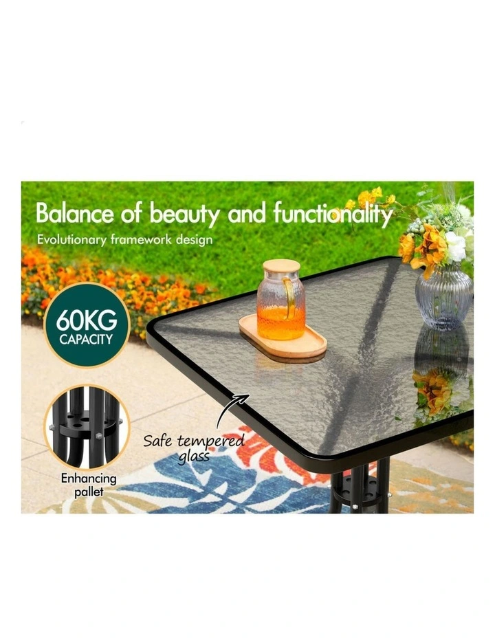 Outdoor Furniture Patio Glass Side Table Lounge Chairs Set in Multi image 7