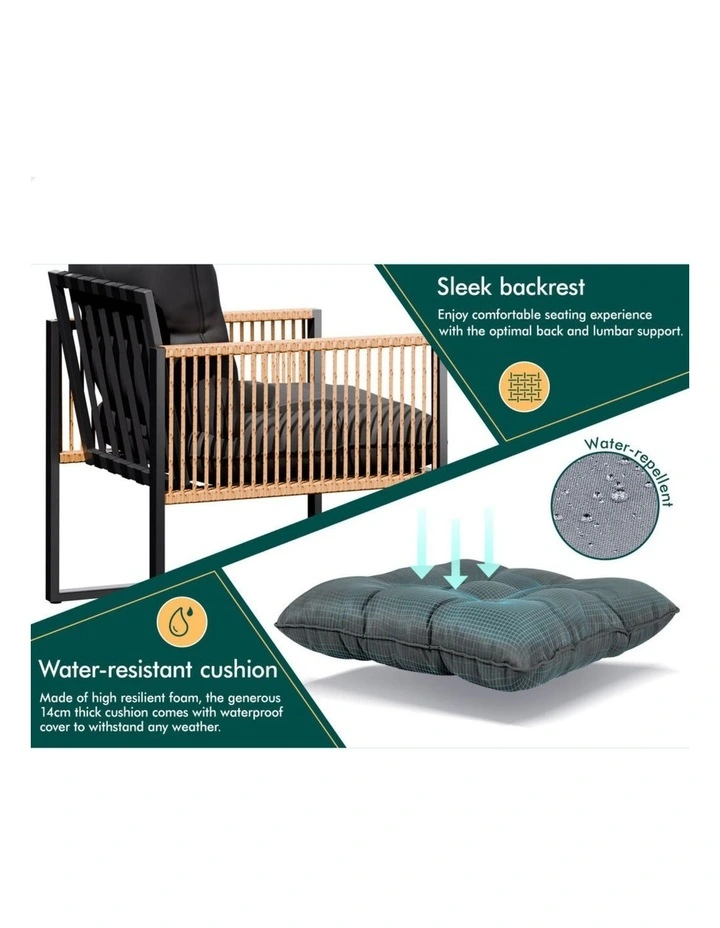 Outdoor Furniture Patio Side Table Lounge Chair Set in Black image 4