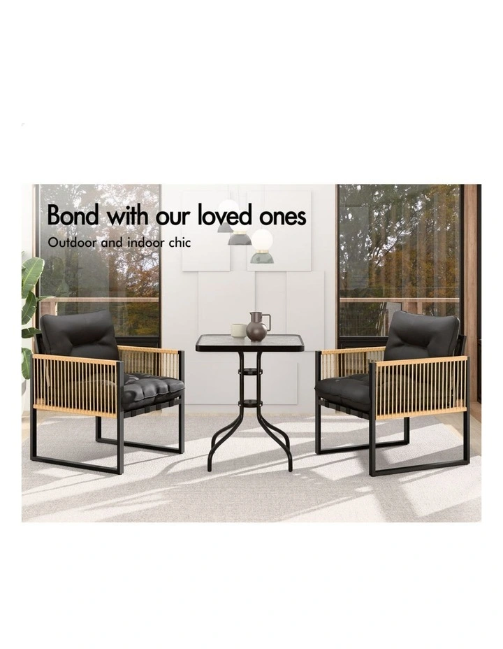 Outdoor Furniture Patio Side Table Lounge Chair Set in Black image 6