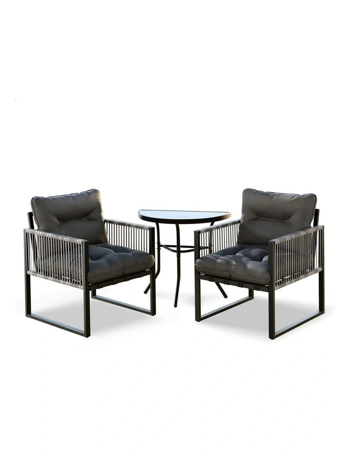 Outdoor Furniture Setting Patio Garden Table Chair Set 3 Pieces in Multi image 1