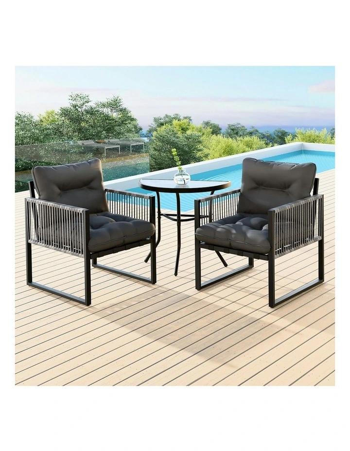 Outdoor Furniture Setting Patio Garden Table Chair Set 3 Pieces in Multi image 2