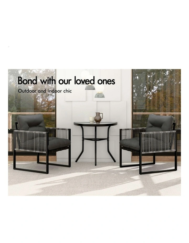 Outdoor Furniture Setting Patio Garden Table Chair Set 3 Pieces in Multi image 3