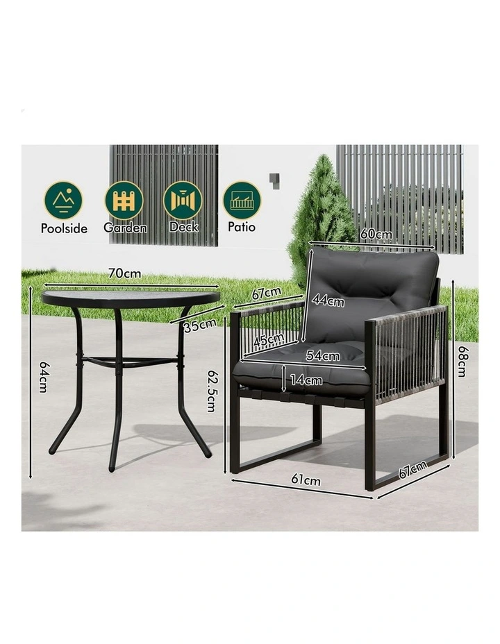 Outdoor Furniture Setting Patio Garden Table Chair Set 3 Pieces in Multi image 7
