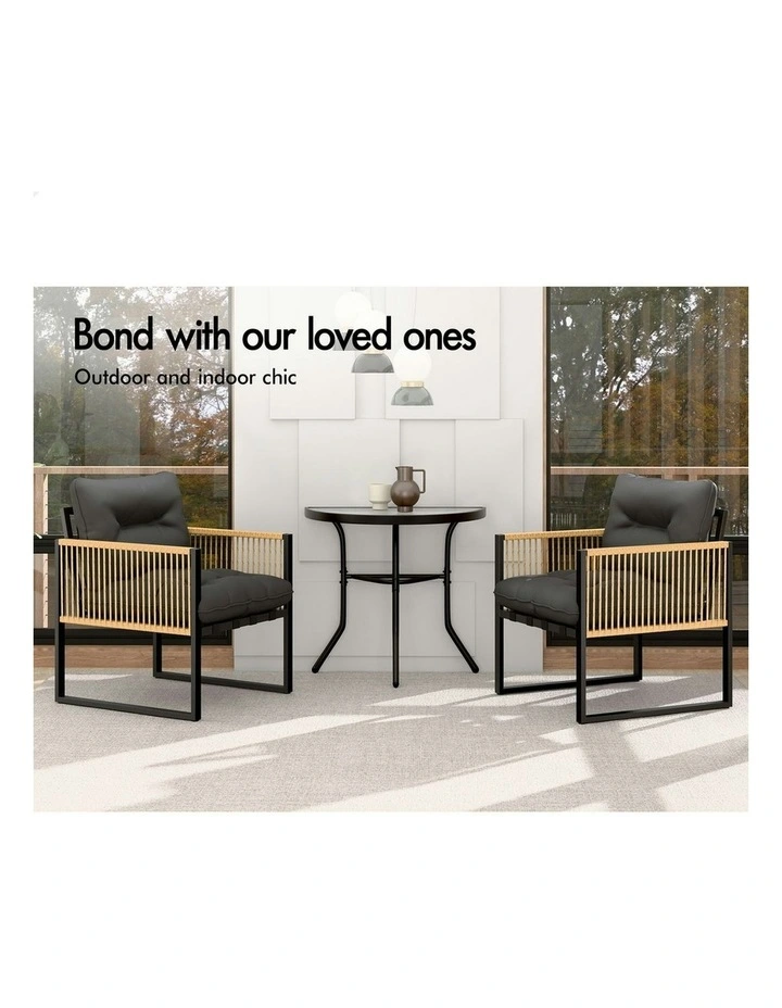 Outdoor Dining Patio Furniture Bistro Set Table and Chairs Semicircle in Multi image 3