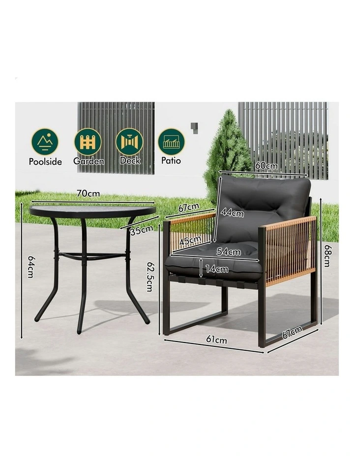 Outdoor Dining Patio Furniture Bistro Set Table and Chairs Semicircle in Multi image 7