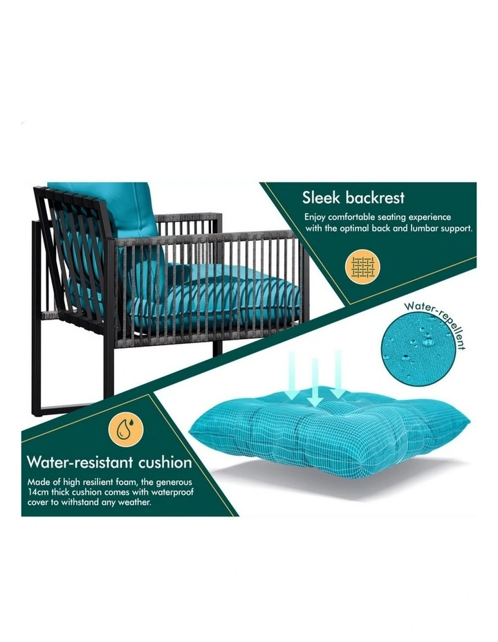 Outdoor Dining Glass Table Lounge Chairs Set in Multi image 7