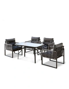 Outdoor Dining Table Lounge Chairs Set in Multi