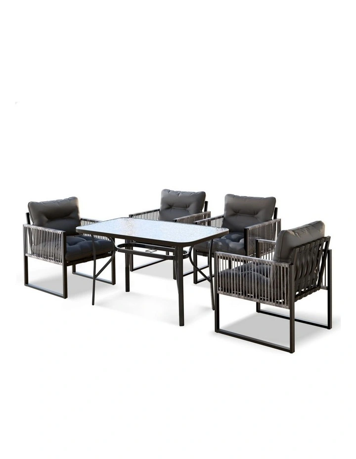 Outdoor Dining Table Lounge Chairs Set in Multi image 1
