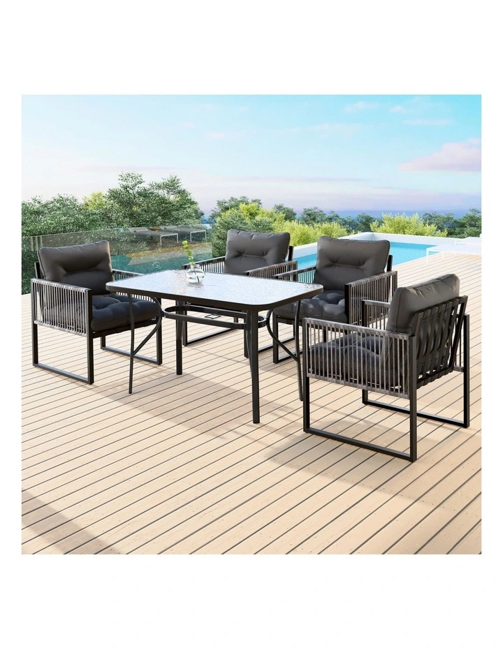 Outdoor Dining Table Lounge Chairs Set in Multi image 2
