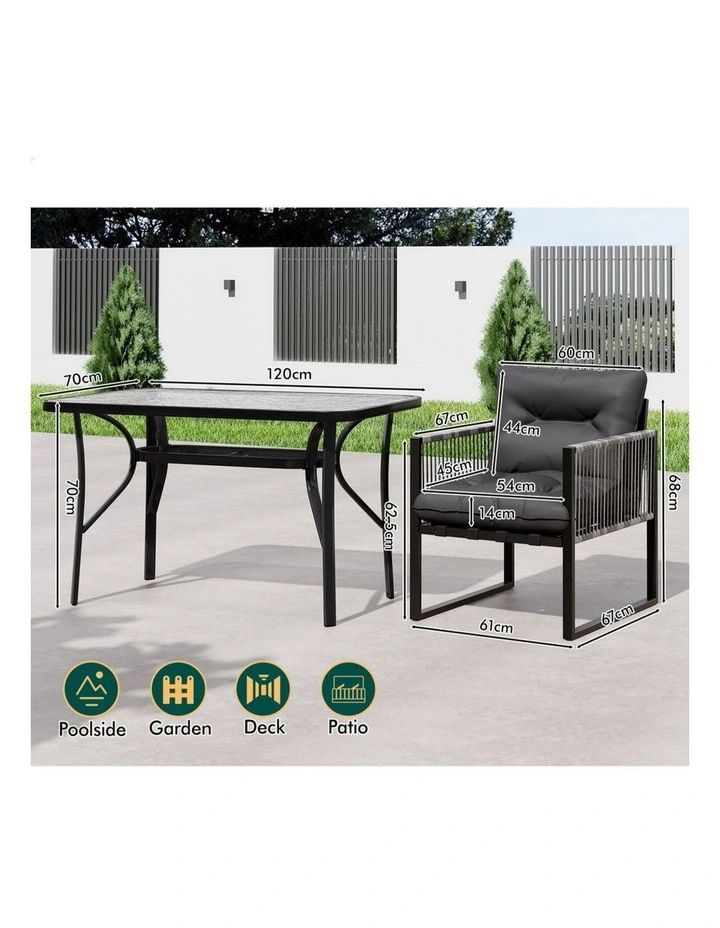 Outdoor Dining Table Lounge Chairs Set in Multi image 5