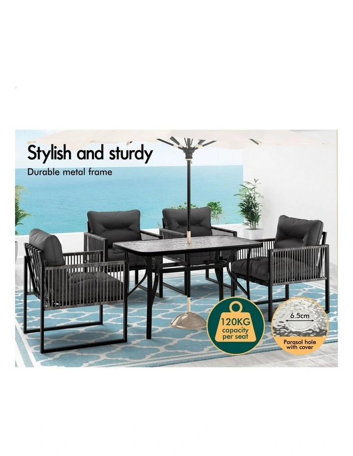 Outdoor Dining Table Lounge Chairs Set in Multi image 7