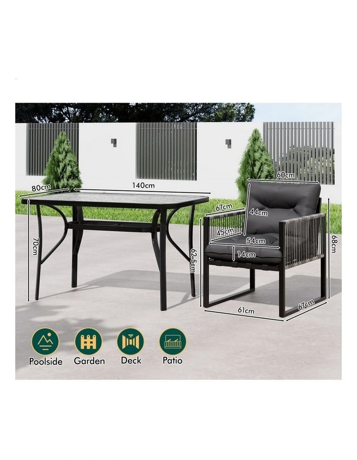 Outdoor Furniture Dining Setting Patio Table Chairs Set in Multi image 5