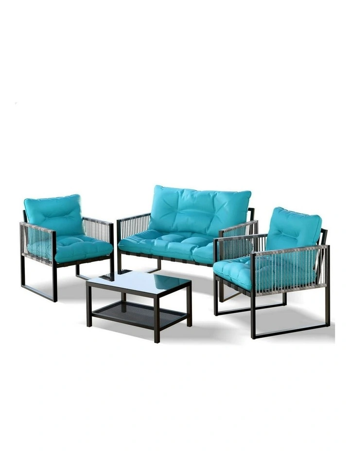 Outdoor Furniture Lounge Sofa Set 4 Pieces in Multi image 1