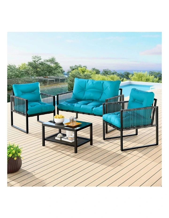 Outdoor Furniture Lounge Sofa Set 4 Pieces in Multi image 2