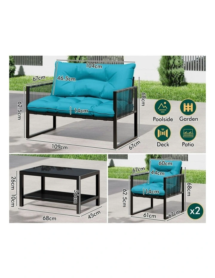 Outdoor Furniture Lounge Sofa Set 4 Pieces in Multi image 5