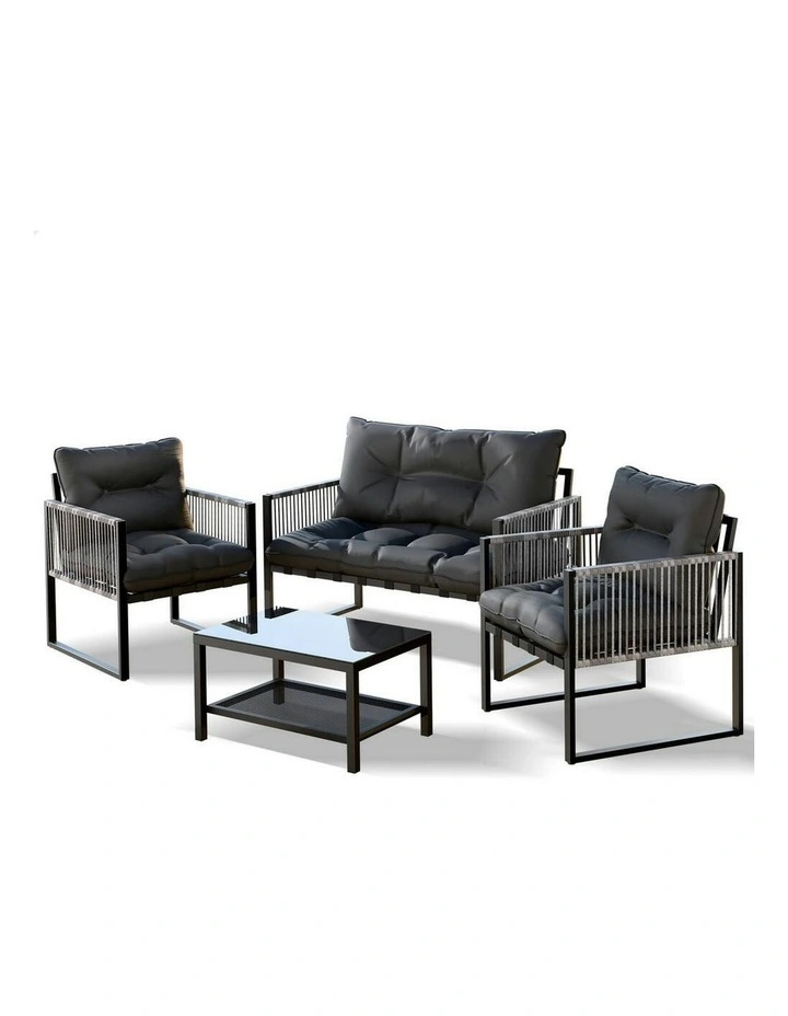 Outdoor Furniture Lounge Sofa Set 4 Pieces in Multi image 1