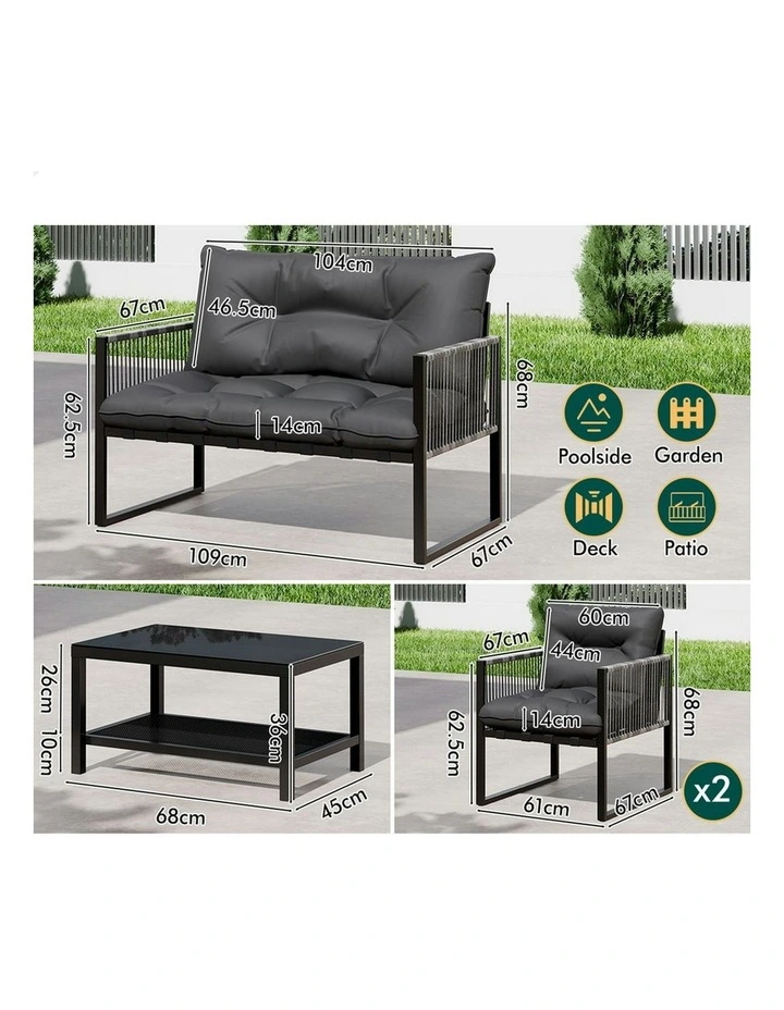 Outdoor Furniture Lounge Sofa Set 4 Pieces in Multi image 7