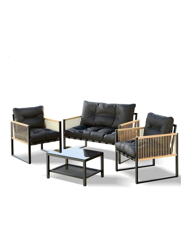 Outdoor Furniture Lounge Sofa Set 4 Pieces in Multi image 1