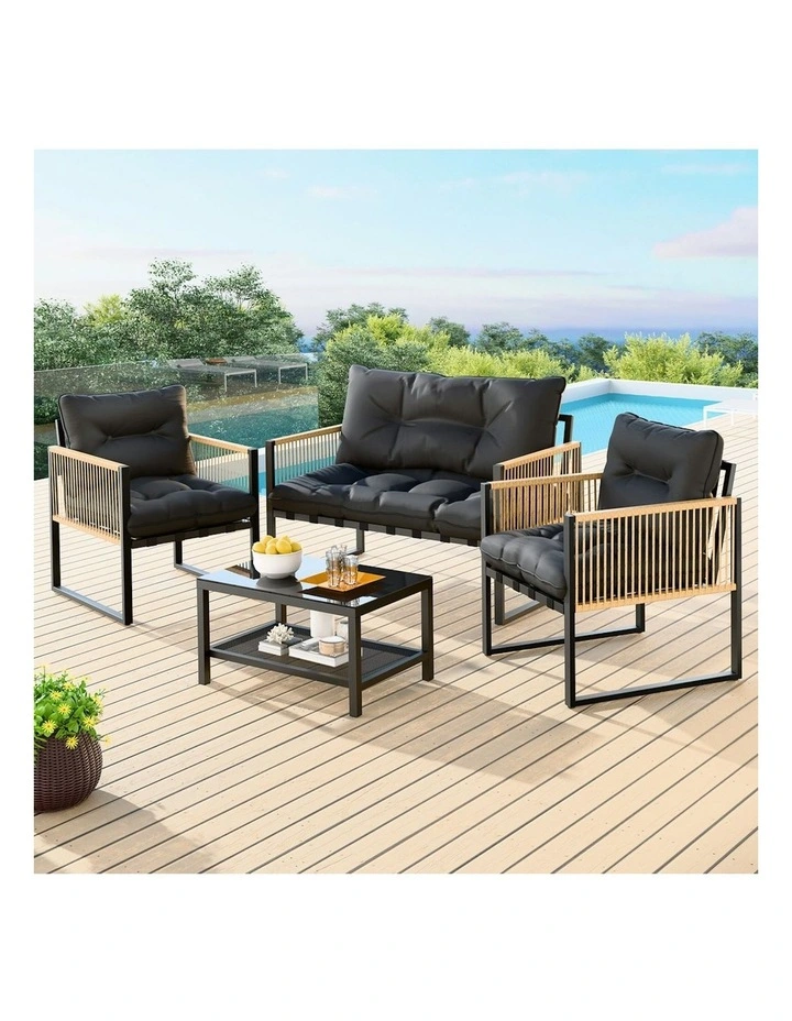Outdoor Furniture Lounge Sofa Set 4 Pieces in Multi image 2
