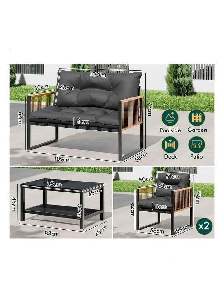 Outdoor Furniture Lounge Sofa Set 4 Pieces in Multi image 7