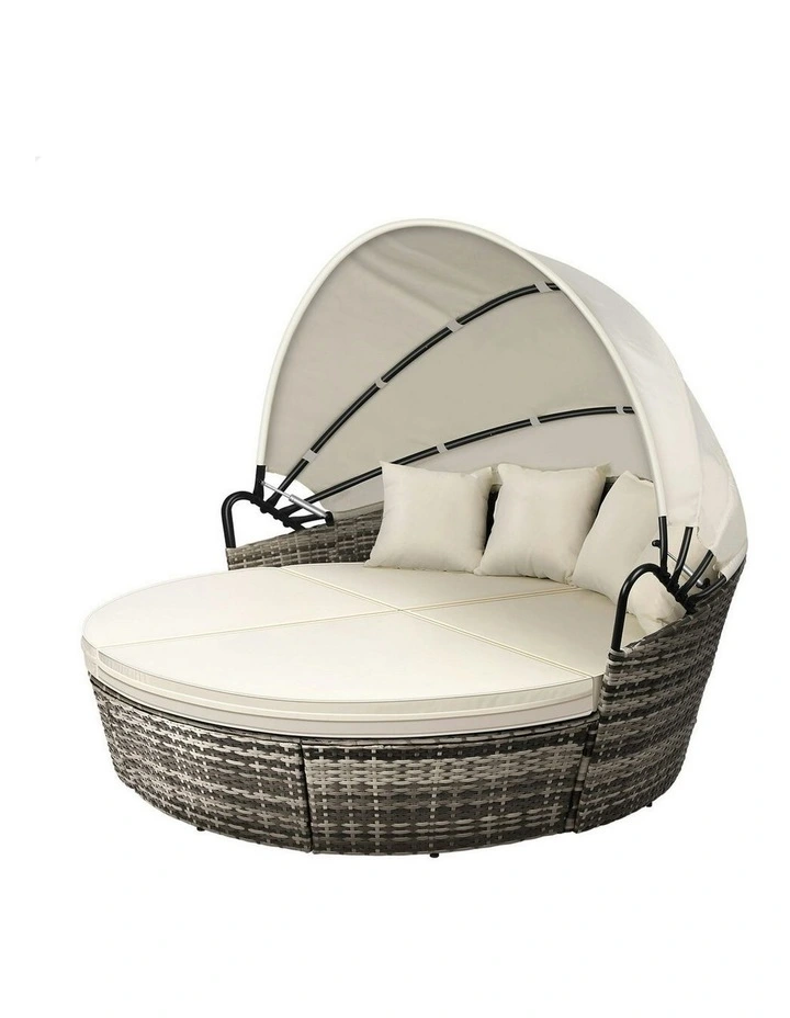 Outdoor Sun Lounge Round Day Bed in Beige image 1