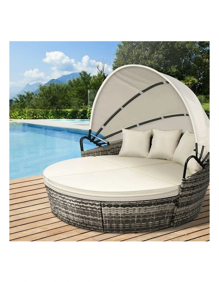 Outdoor Sun Lounge Round Day Bed in Beige image 2