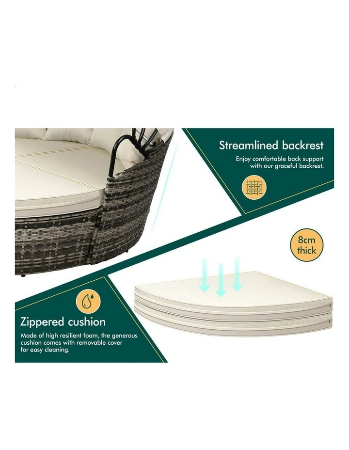 Outdoor Sun Lounge Round Day Bed in Beige image 4