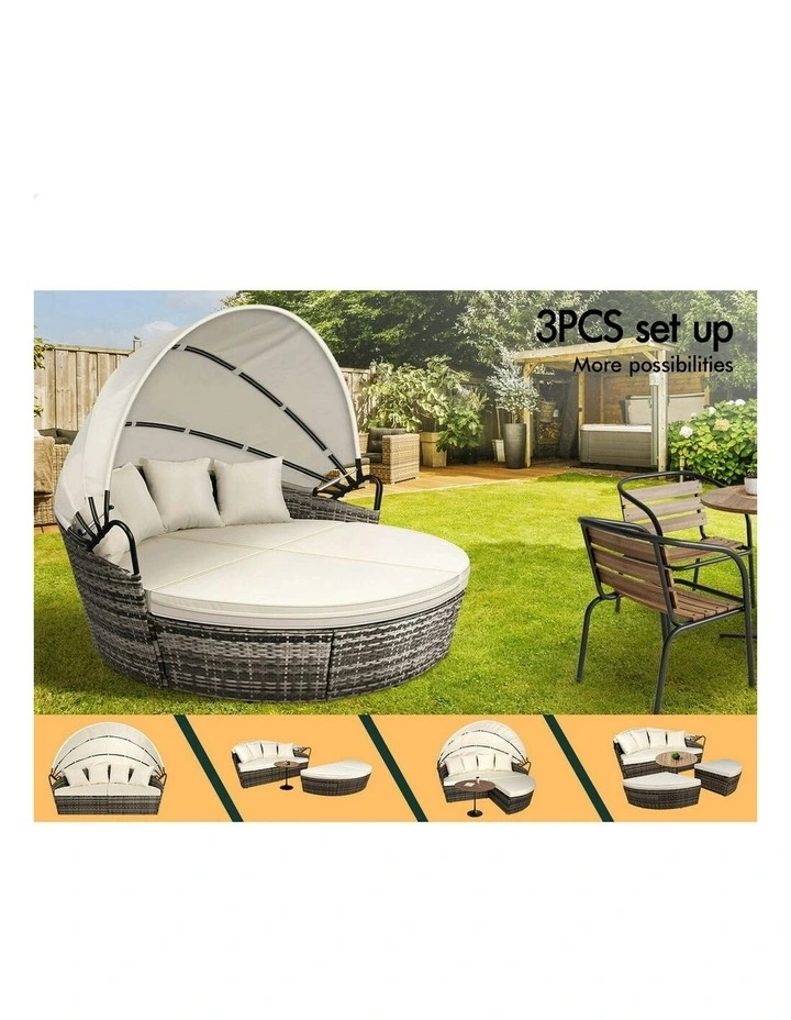 Outdoor Sun Lounge Round Day Bed in Beige image 6