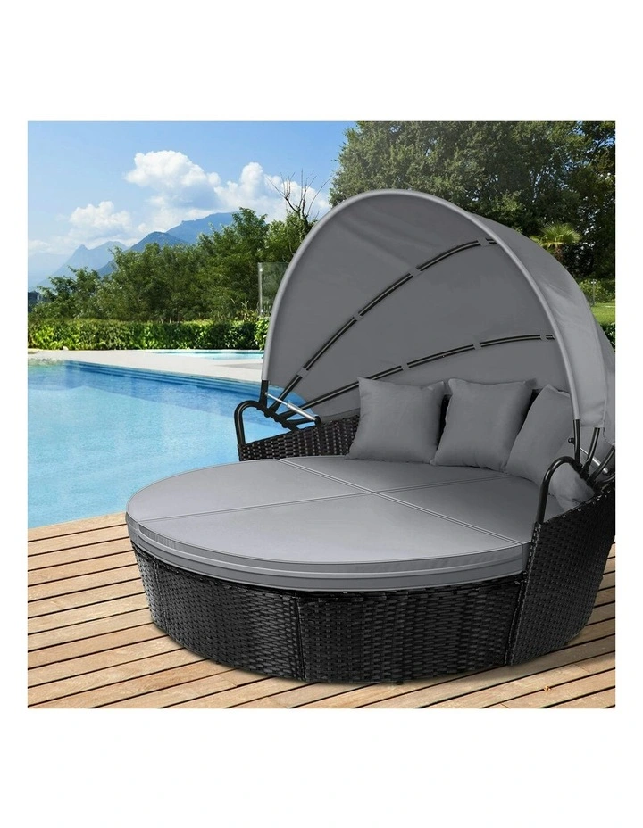 Outdoor Sun Lounge Round Day Bed in Black image 2