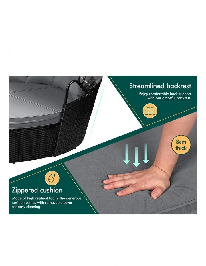 Outdoor Sun Lounge Round Day Bed in Black image 4